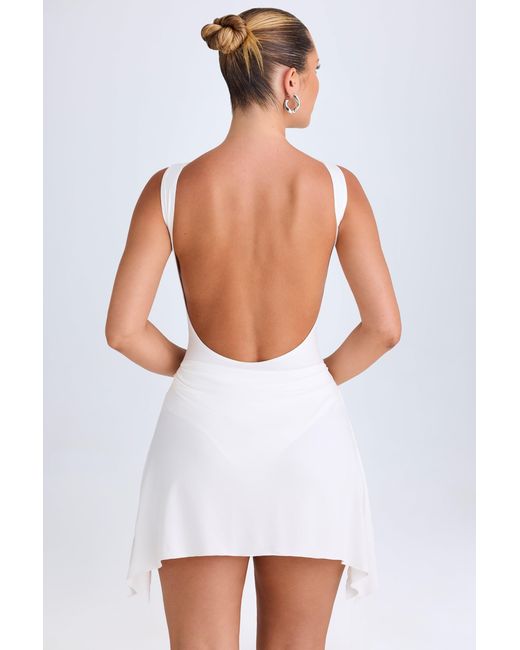 Oh Polly White Draped Open-Back Mini Dress