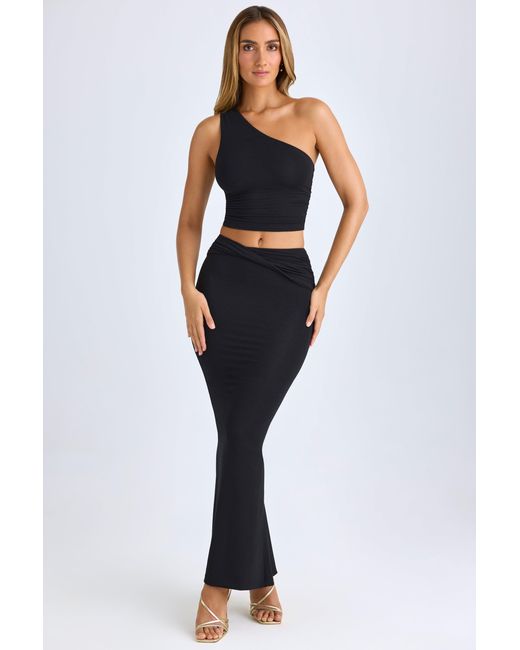 Oh Polly Blue Modal Twist-Front Maxi Skirt