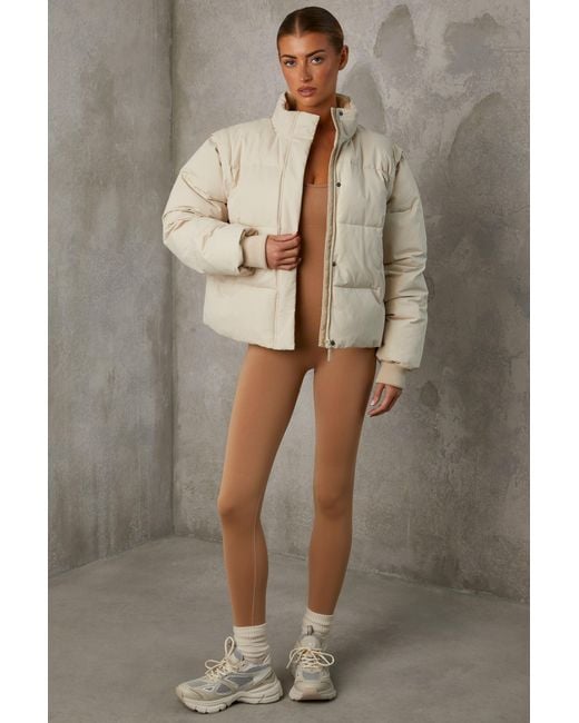 BO+TEE Natural Cropped Puffer Jacket With Detachable Sleeves