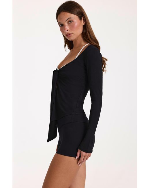 BO+TEE Black Buttercloud Tie-Front Top