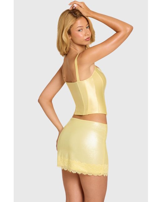 Oh Polly Yellow Satin Corset Top