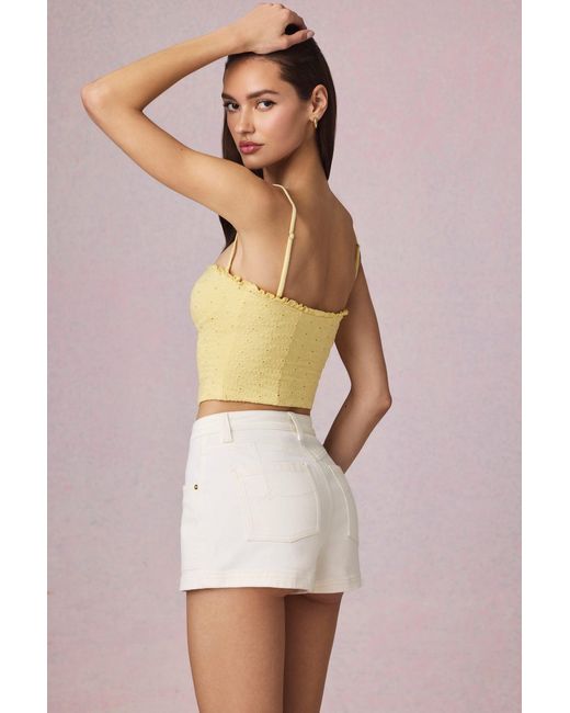 Oh Polly White High-Waist A-Line Shorts