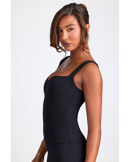 Oh Polly Black Modal Sweetheart-Neck Top