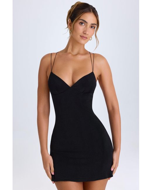 Oh Polly Black Strap-Detail Halterneck Mini Dress