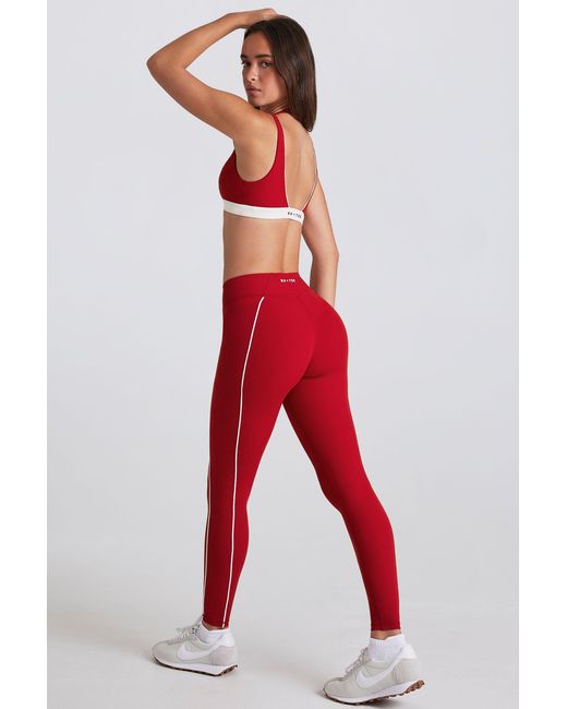 BO+TEE Red Soft Active Contrast Leggings