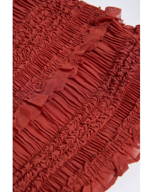 Oh Polly Red Ruffled High-Neck Backless Top