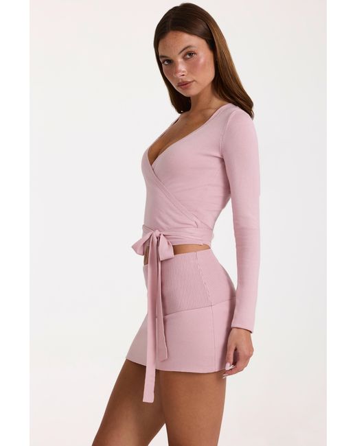 BO+TEE Pink Soft Knit Wrap Top