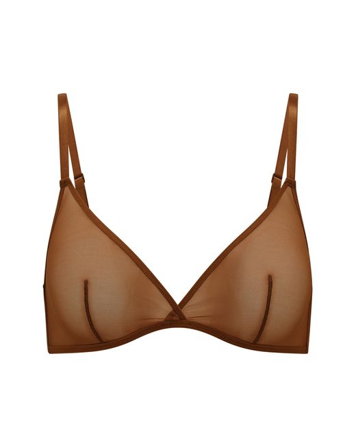 Oh Polly Brown Soft Mesh Single Layer Triangle Bra