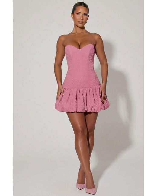 Oh Polly Pink Cut-Out Bubble Hem Corset Mini Dress
