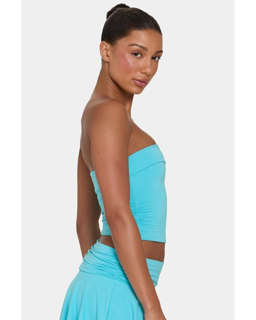 BO+TEE Blue Buttercloud Slouchy Off-Shoulder Top