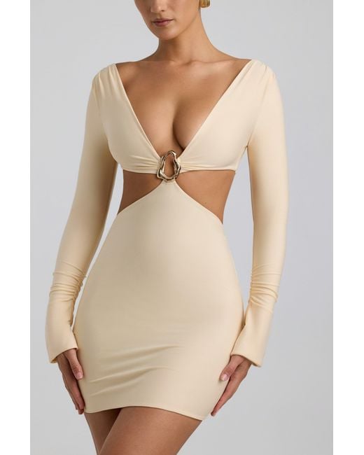 Oh Polly White Cut-Out Hardware Detail Mini Dress