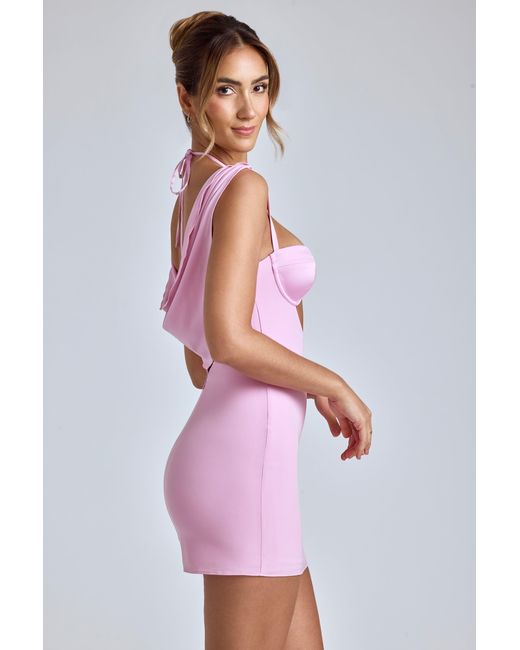 Oh Polly Pink Cowl-Neck A-Line Mini Dress