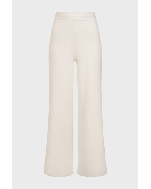 BO+TEE White Ribbed Knit Wide-Leg Joggers