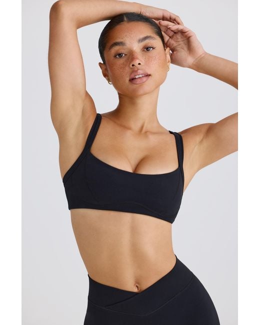 BO+TEE Black Soft Active Contrast-Trim Sports Bra