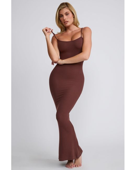 Oh Polly Brown Modal Scoop-Neck Maxi Dress