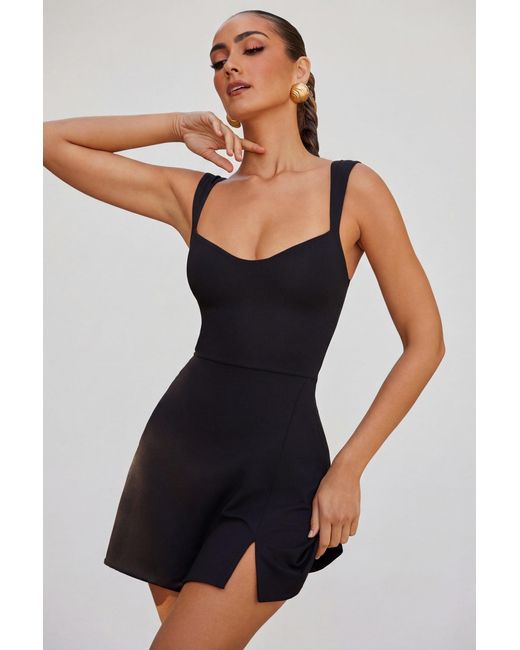 Oh Polly Black Sweetheart Neckline Mini Dress