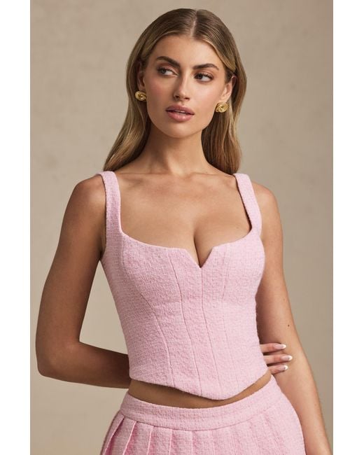 Oh Polly Pink Lace-Up Corset Top