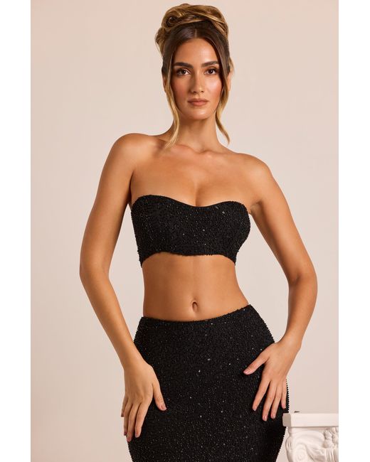 Oh Polly Black Embellished Strapless Corset Top