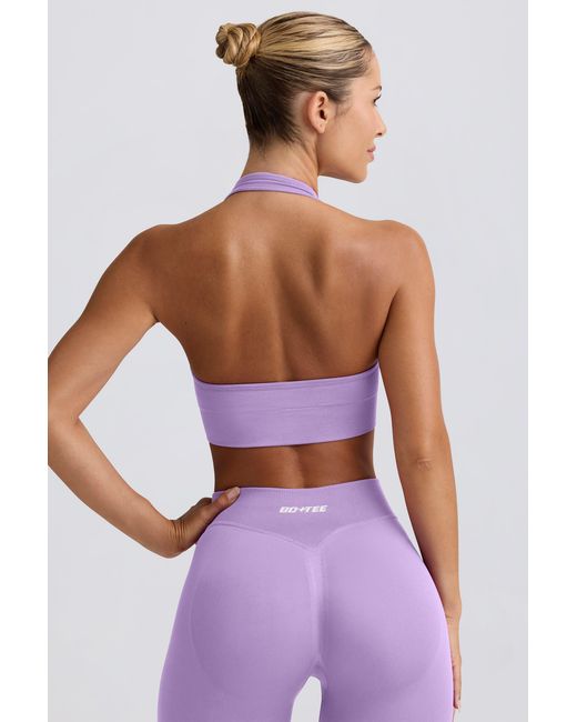 BO+TEE Purple Define Luxe Halterneck Sports Bra