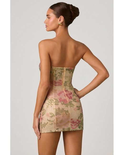 Oh Polly Pink Embellished Sweetheart-Neck A-Line Mini Dress
