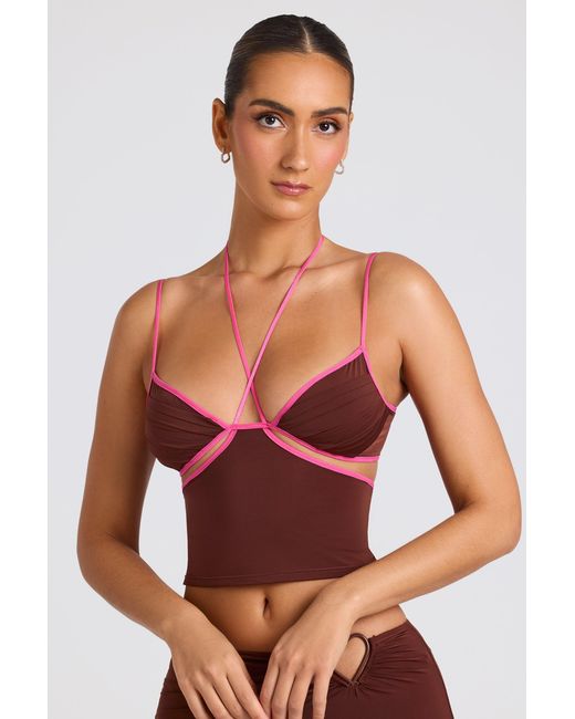 Oh Polly Brown Contrast Binding Cami Top