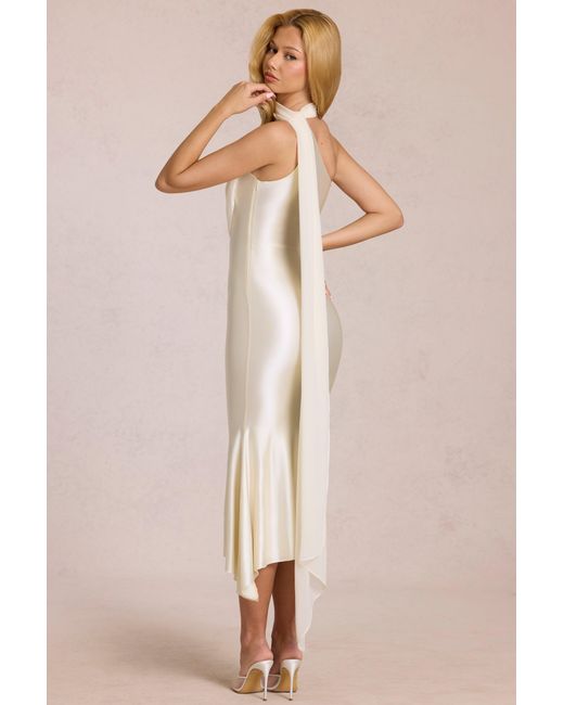 Oh Polly White Scarf-Detail Midaxi Dress