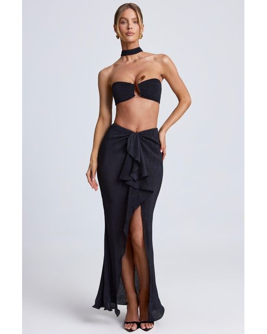 Oh Polly Black Ruffle-Trim Maxi Skirt