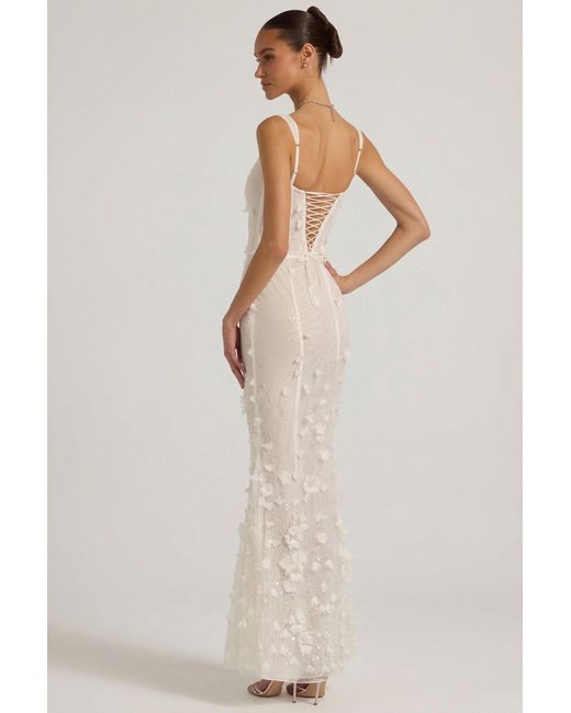Oh Polly Natural Embellished Appliqué Soft-Scoop Corset Gown