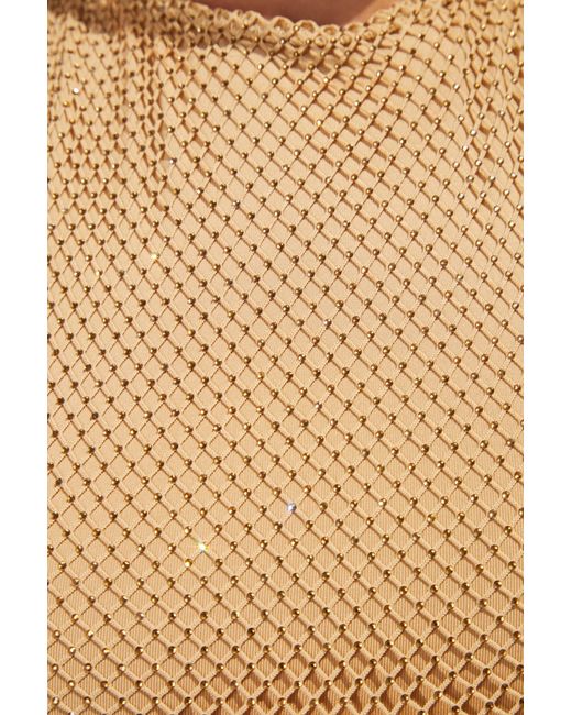 Oh Polly Natural Rhinestone Cut Out Mini Dress