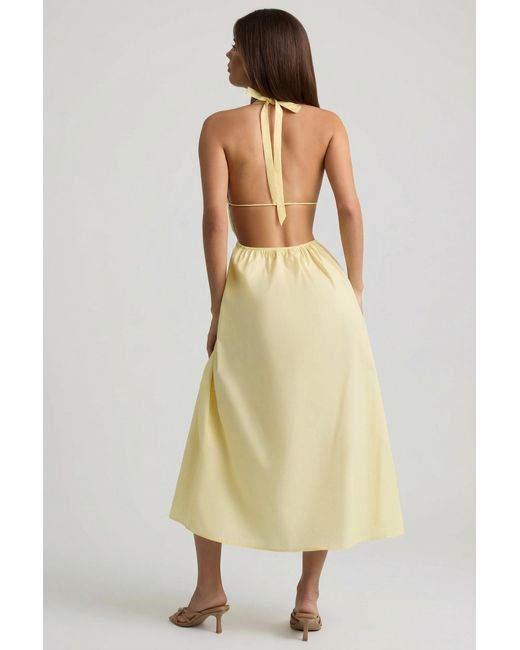 Oh Polly Yellow Backless Cotton-Poplin Midaxi Dress