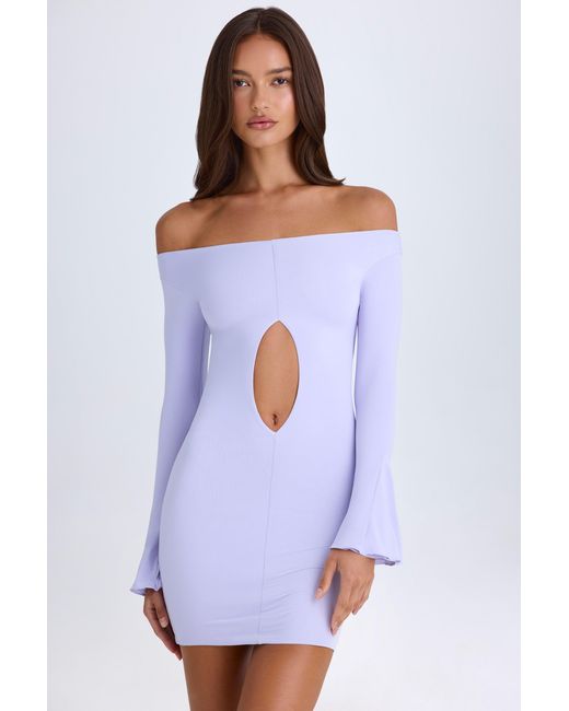 Oh Polly Purple Off-Shoulder Cut-Out Mini Dress