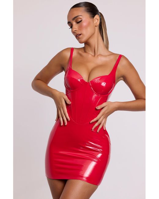 Oh Polly Vinyl Corset Underwired Mini Dress