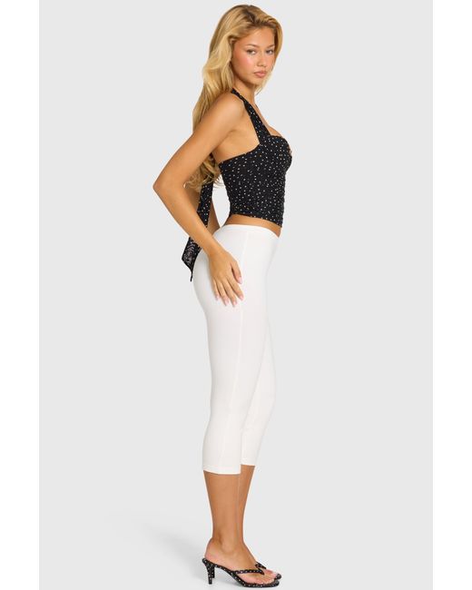 Oh Polly White Ponte Capri Leggings