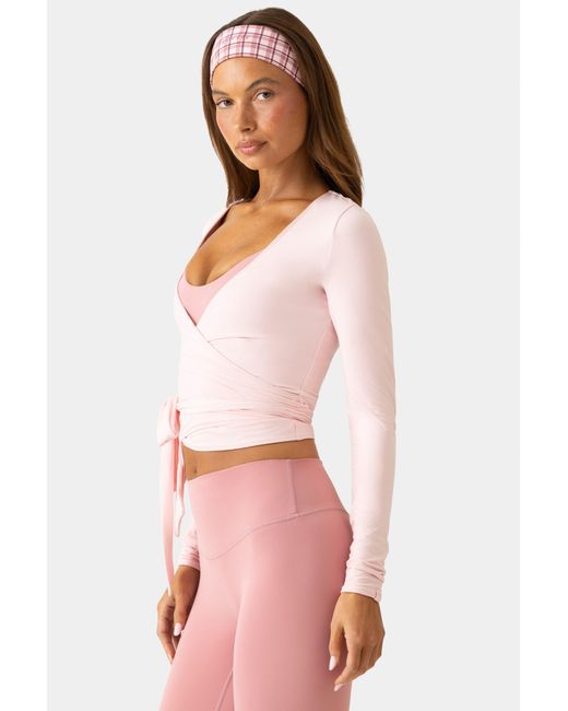 BO+TEE Pink Soft Jersey Wrap Top
