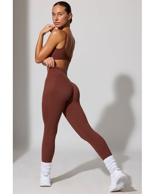 BO+TEE Brown Full Length Leggings With Pockets