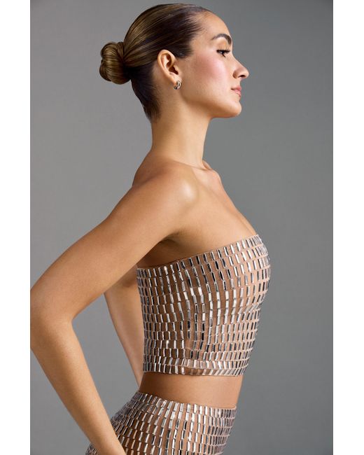 Oh Polly Natural Embellished Bandeau Top