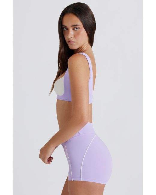 BO+TEE Purple Soft Active Twist-Front Mini Shorts