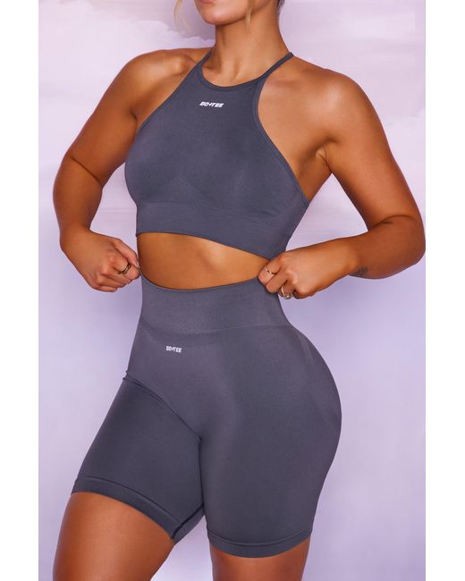 BO+TEE Gray Seamless High Neckline Crop Top