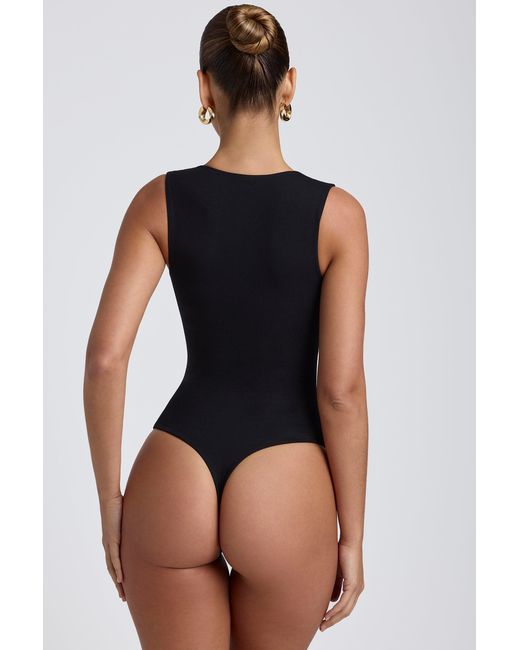 Oh Polly Black Modal Square-Neck Bodysuit