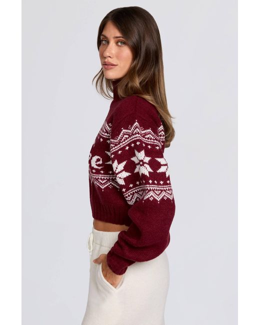 BO+TEE Red Jacquard-Knit Cropped Jumper