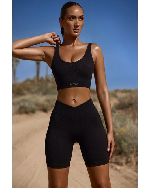 BO+TEE Black High Waist Flexirib Biker Shorts