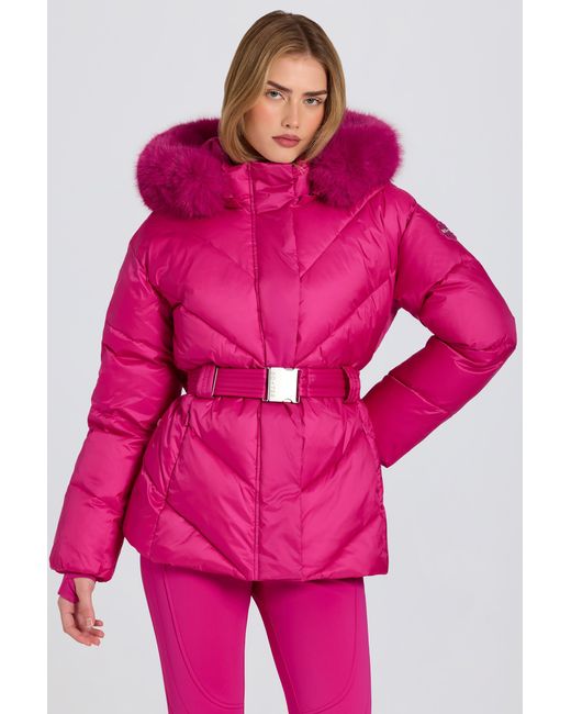 BO+TEE Pink Waterproof Faux-Fur Hood Ski Jacket
