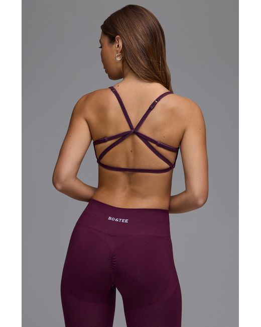 BO+TEE Purple Define Luxe Multiway Open-Back Sports Bra
