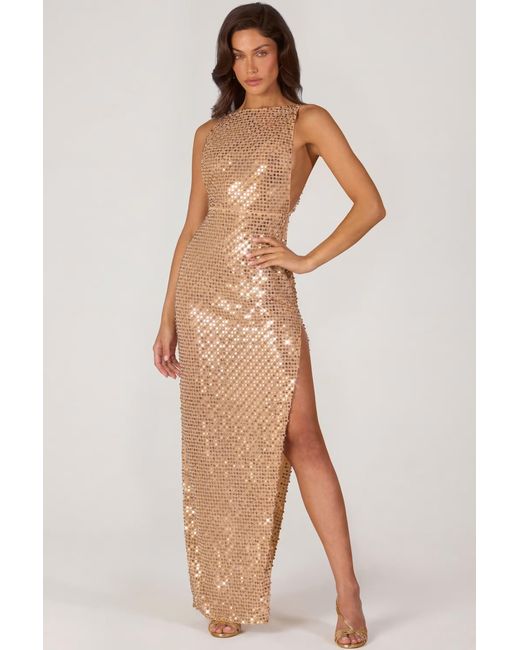 Oh Polly Metallic Embellished Maxi Dress