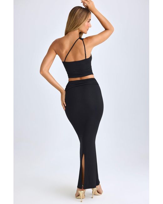 Oh Polly Blue Modal Twist-Front Maxi Skirt