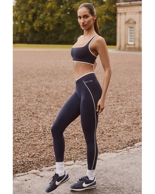 BO+TEE Blue Soft Active Crossover Contrast Leggings