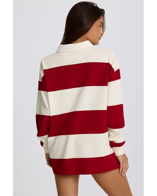 BO+TEE Red Striped Oversized Long-Sleeve T-Shirt