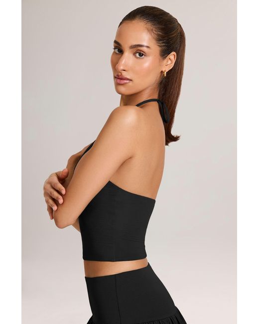 Oh Polly Black Modal Halterneck Top