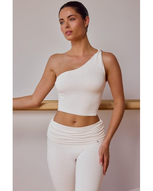BO+TEE White One-Shoulder Twisted Tank Top