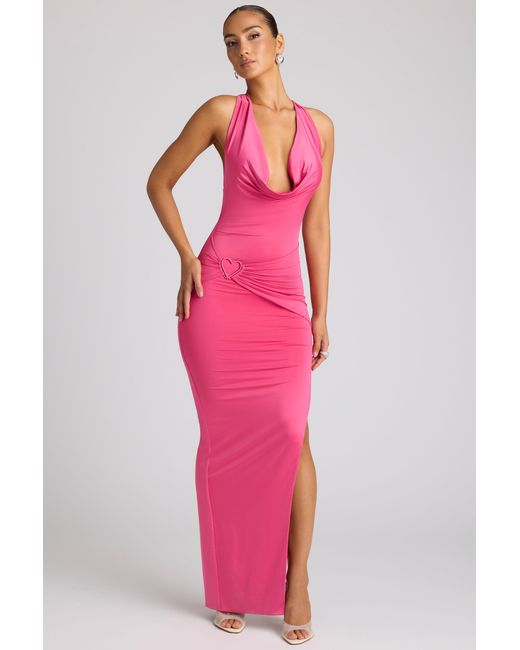 Oh Polly Pink Multiwear Cowl Neck Wrap Over Evening Gown